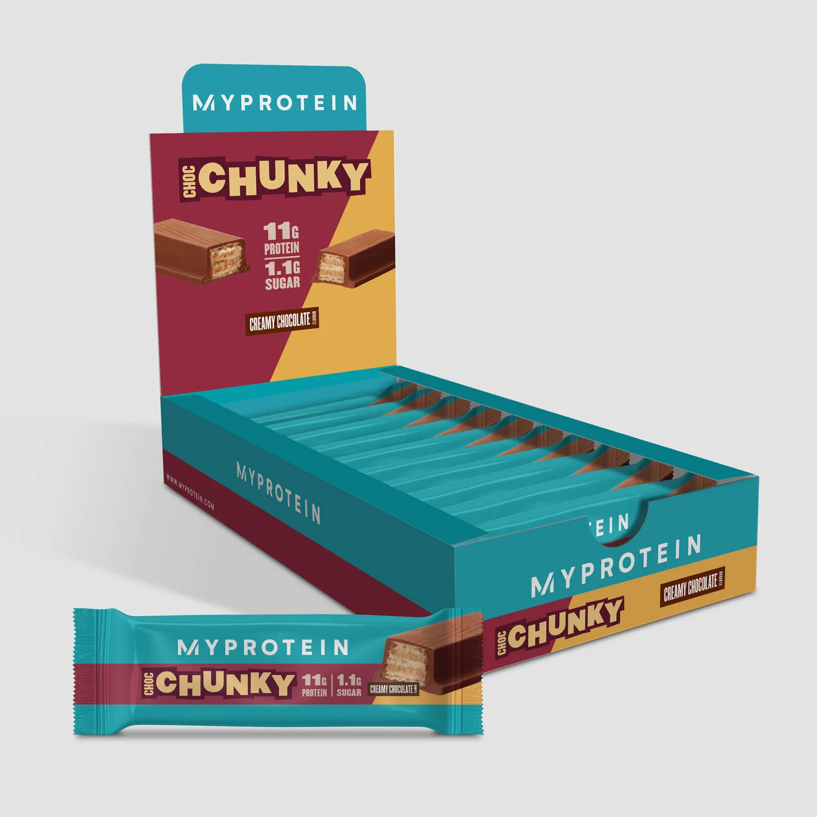Protein Choc Chunky - 10 x 48.7g - Chokolade Billede 1