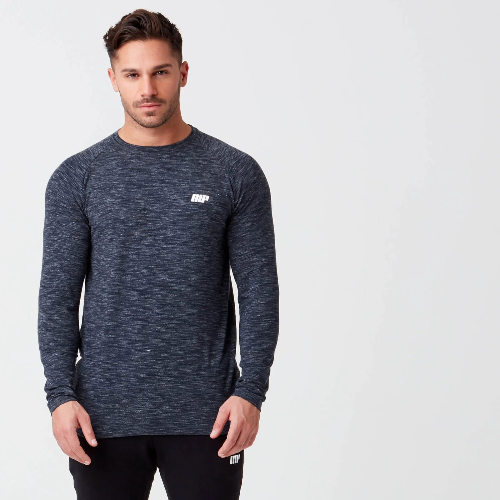 Performance langærmet Top - XS - Navy Marl Billede 1