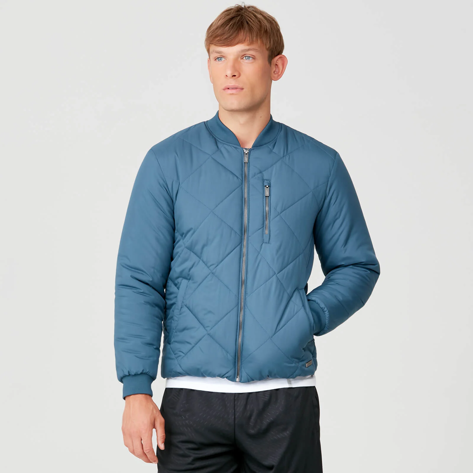 Pro-Tech Quilted Bomber Jacket - Petrol Blå - XS Billede 1