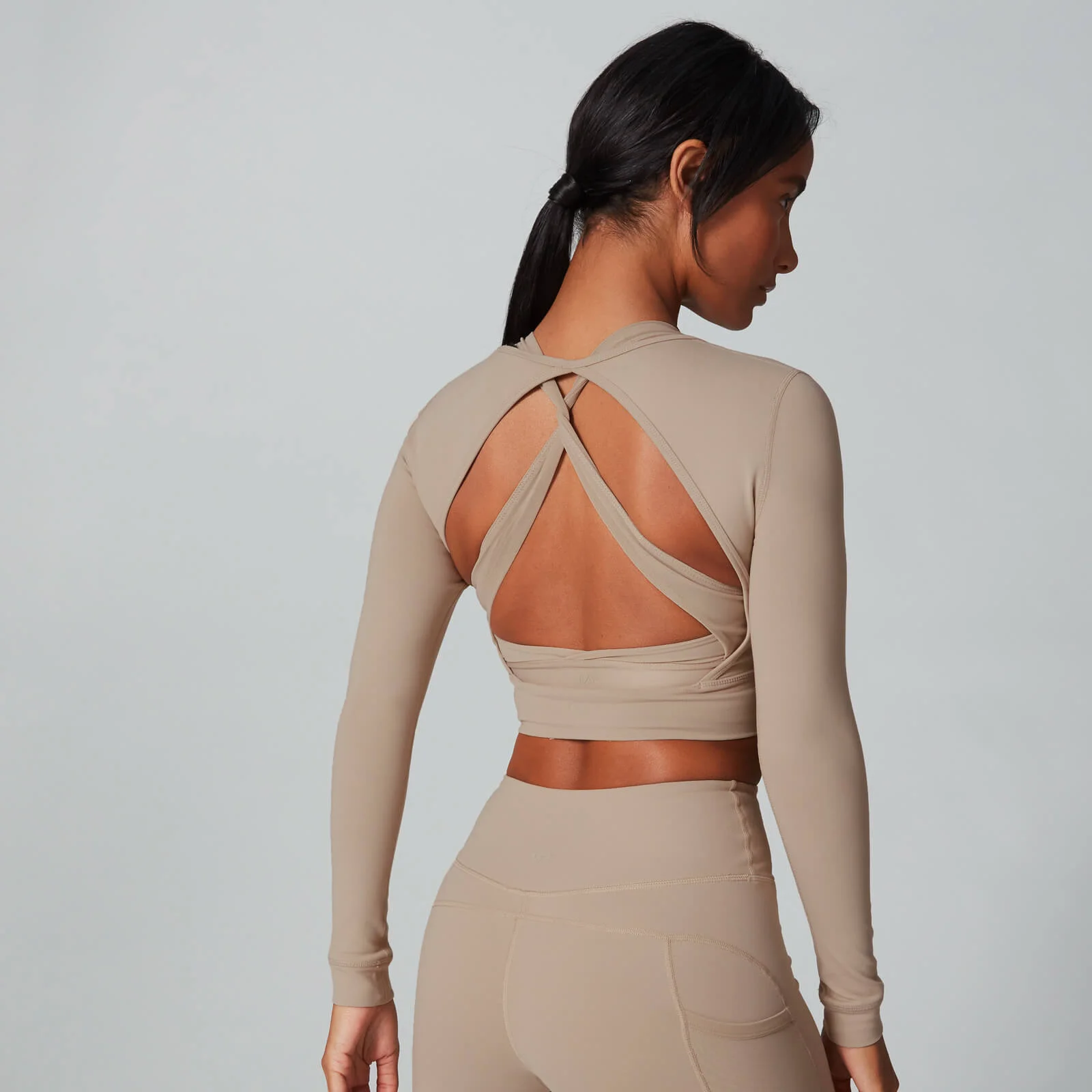 Power Open Back Crop Top - Brun - XS Billede 1