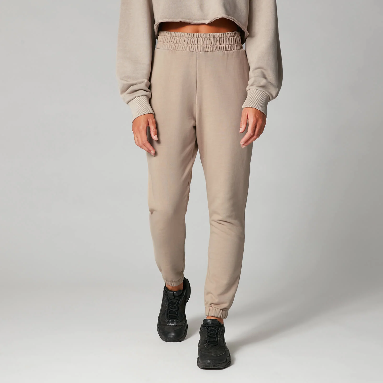 High-Waisted Washed Joggers - Brun - XS Billede 1