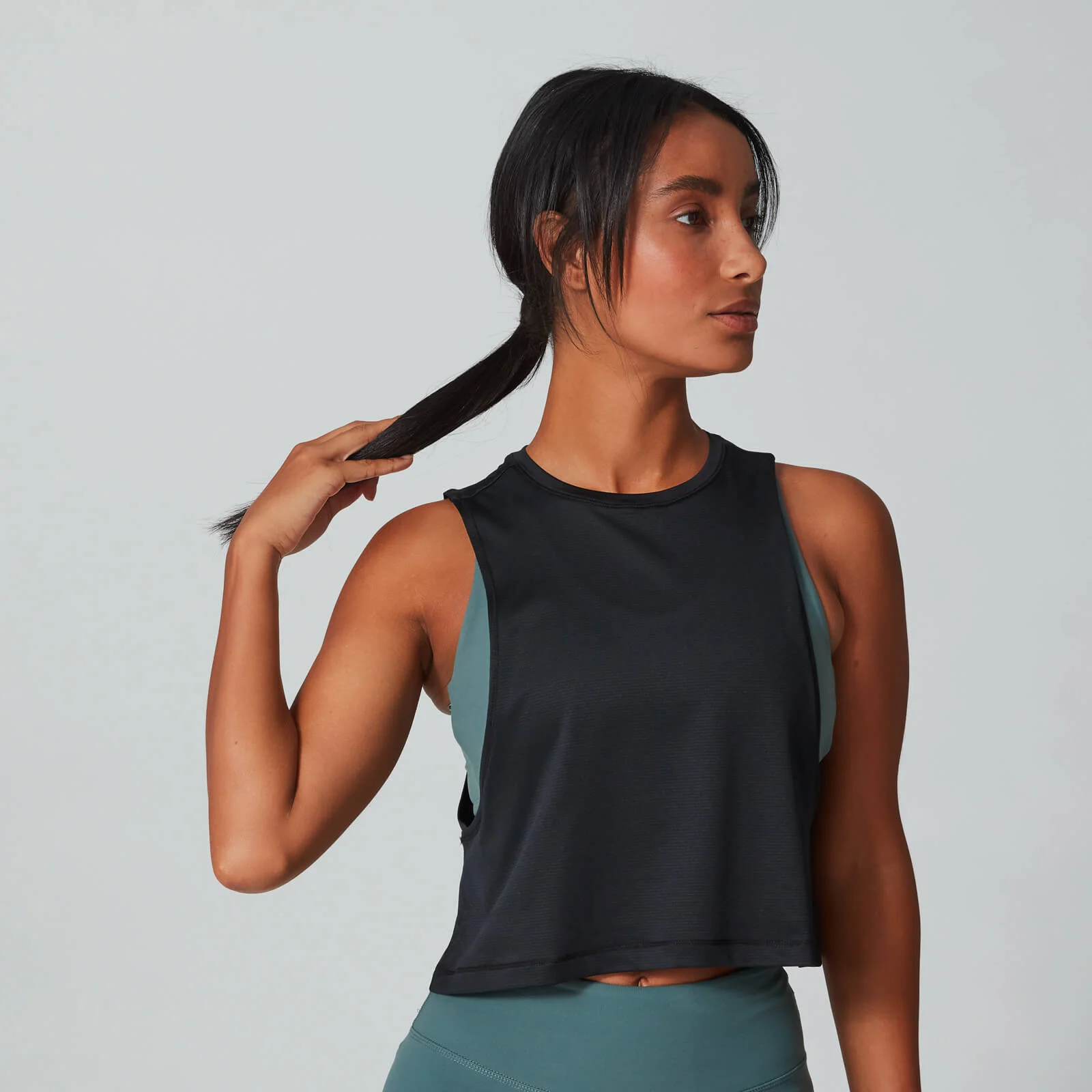 Train Drop Armhole Crop Top - Sort - XS Billede 1