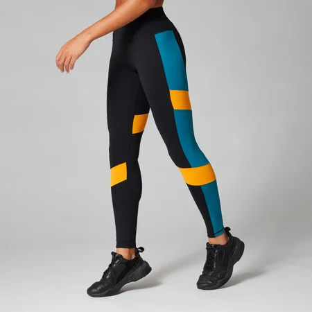 Power Colour Block Leggings - Sort/Danger