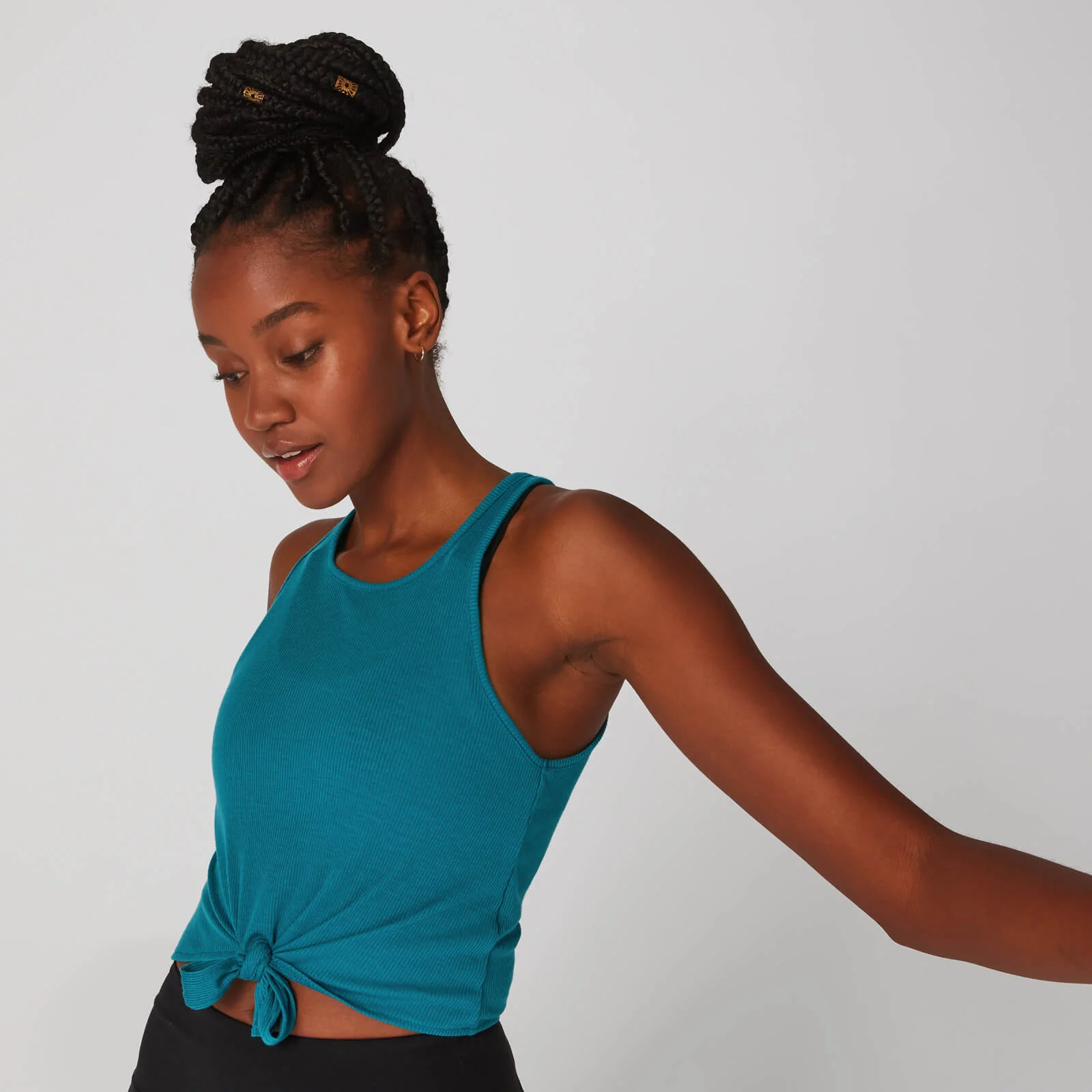 Rib Tie Front Vest - Blå - XS Billede 1