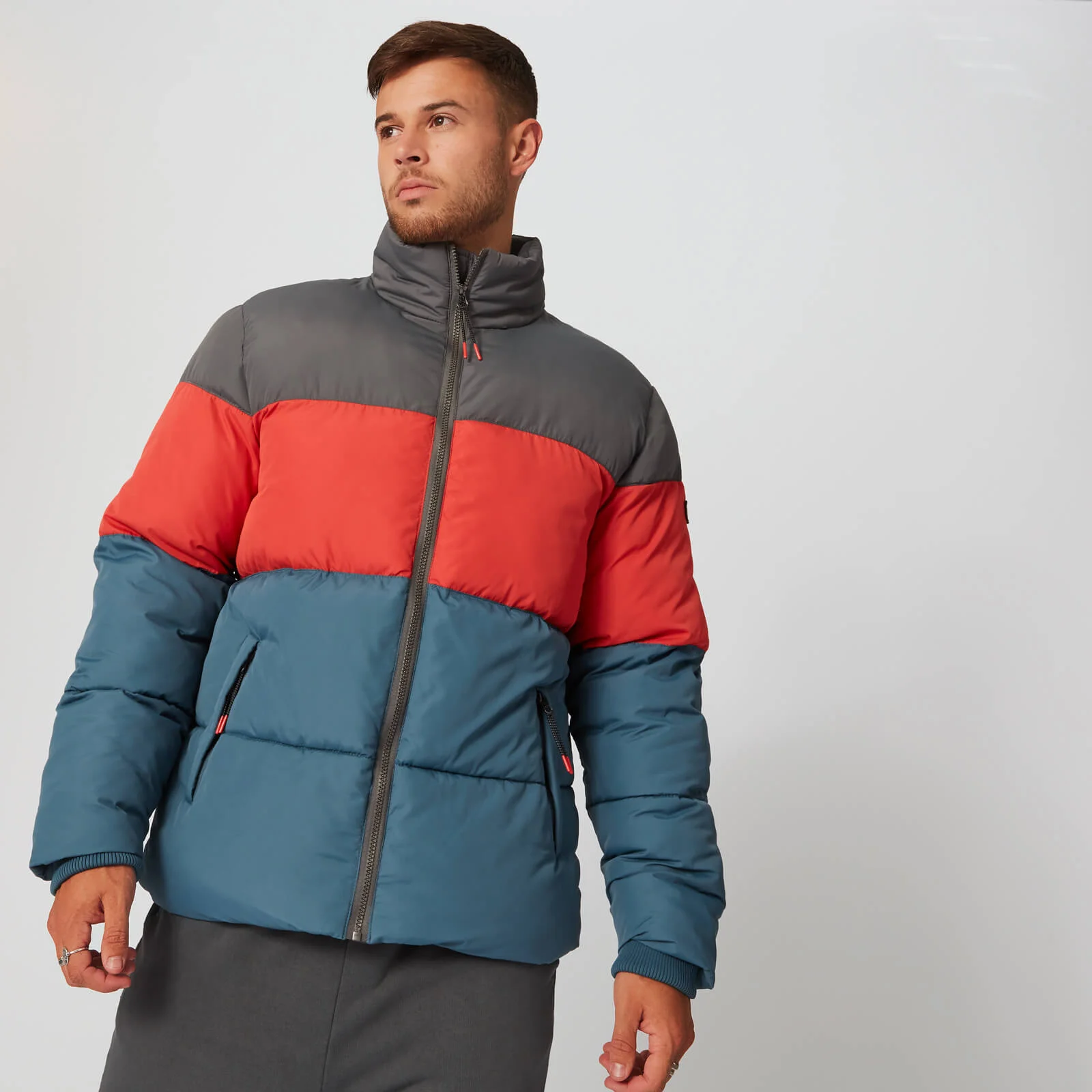 Colour Block Puffer Jacket - Blå - XS Billede 1