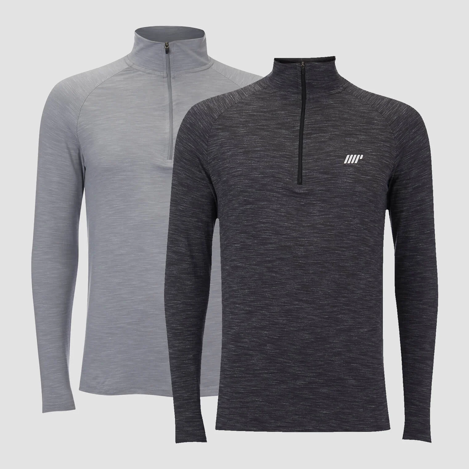 Performance 2 Pack 1/4 Zip Top - Charcoal Marl/Grey Marl - XS Billede 1