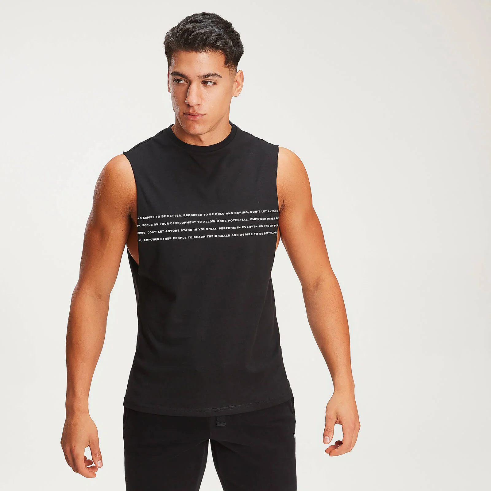 Rest Day Slogan Drop Armhole Tank - Sort - XS Billede 1