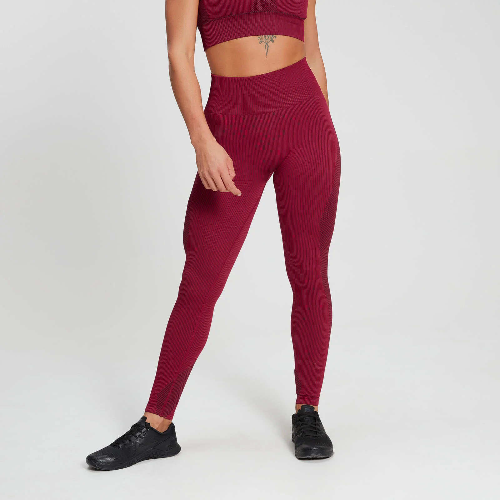 MP Training sømløse leggings i rib til kvinder – Plum - XS Billede 1