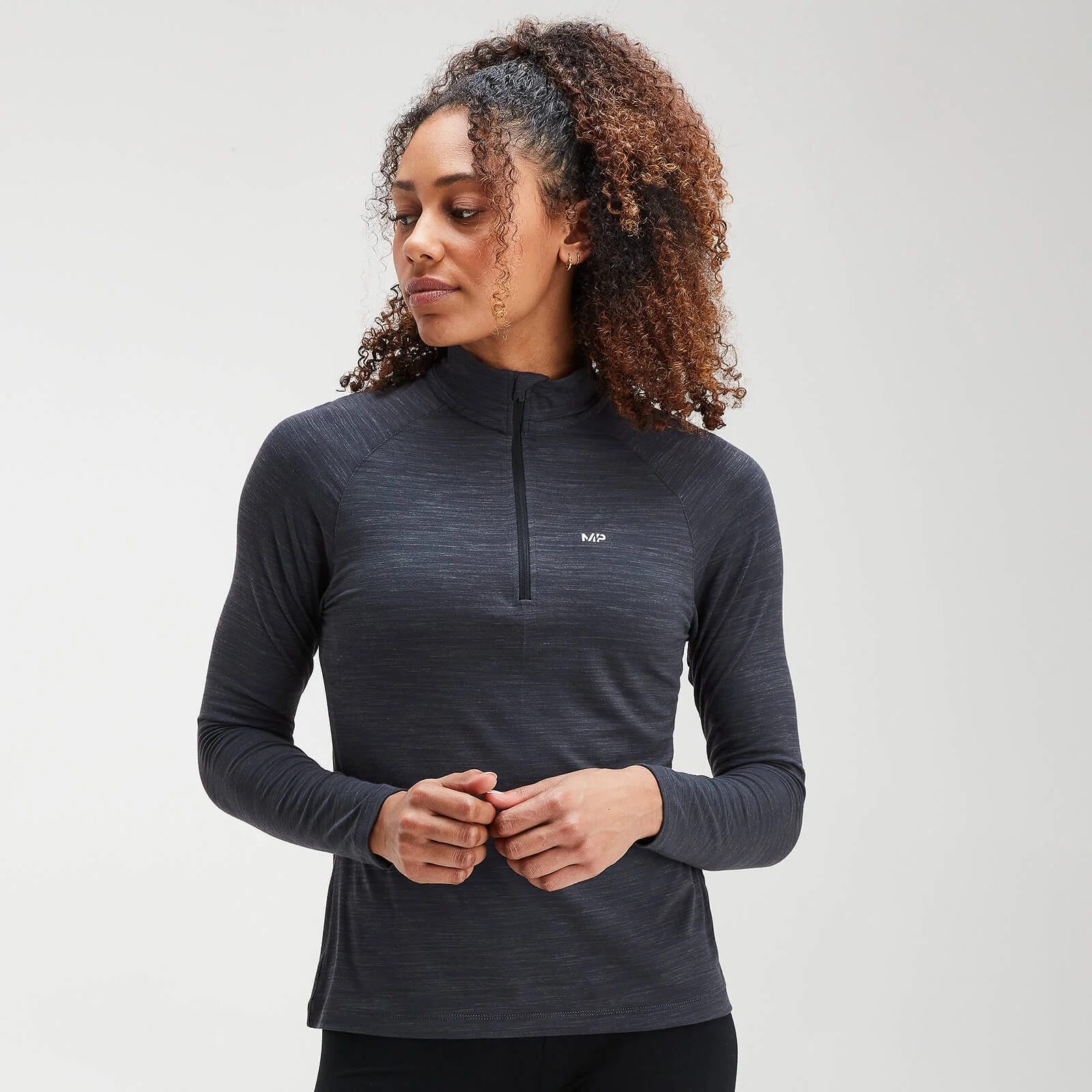 MP Women's Performance Zip Training Top- Black/Charcoal Marl - XS Billede 1