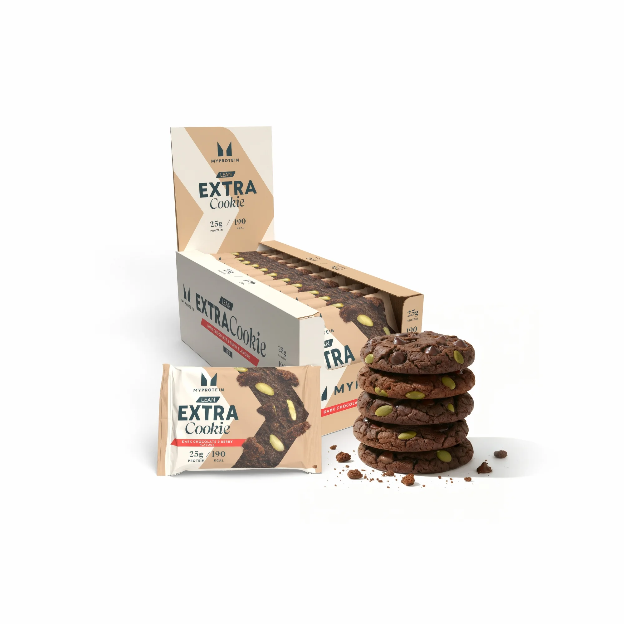 Protein Cookie - 12 x 50g - Dark Chocolate and Berry (lean) Billede 1