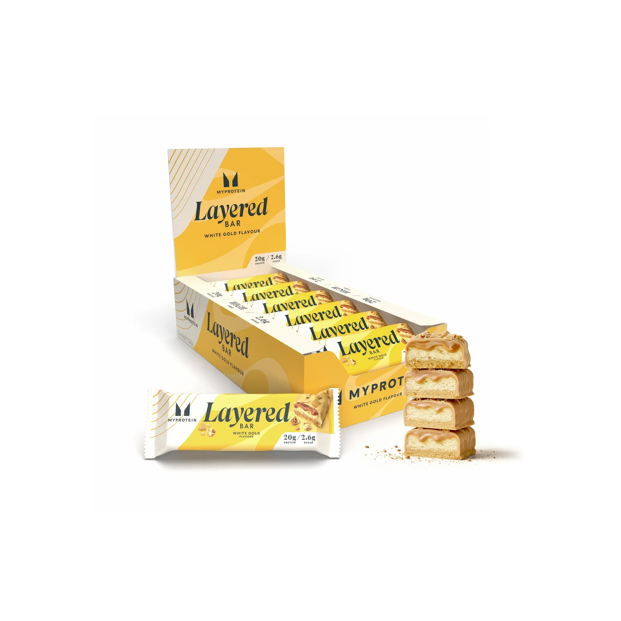 6 Layer Protein Bar - 12 x 60g - White Gold Billede 1