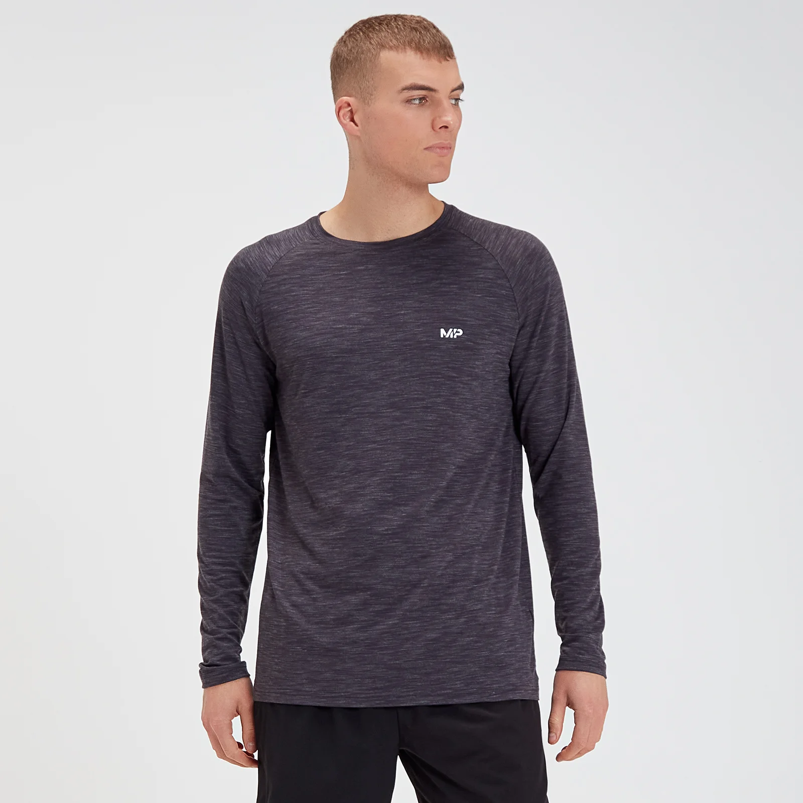 MP Performance Long-Sleeve T-Shirt - Sort Marl - XS Billede 1