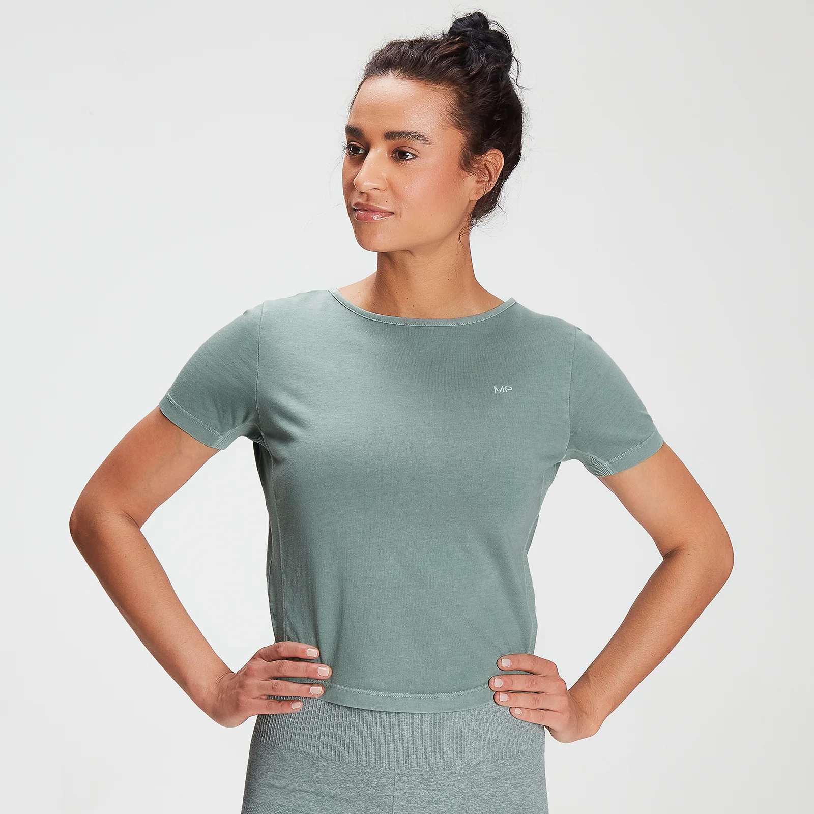MP Women's Training Washed Tie Back T-shirt - Washed Green - XXS Billede 1
