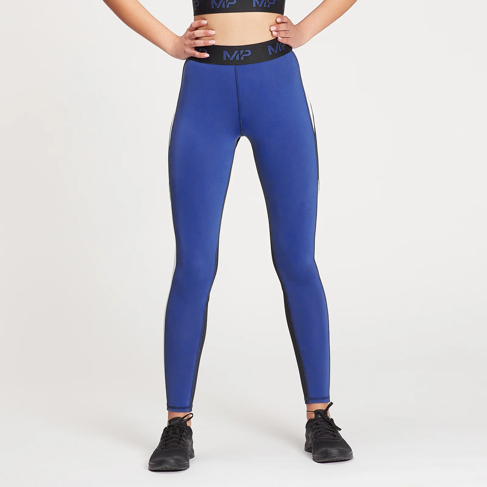 MP Women's Engage Colour Block Leggings - Black / White / Cobalt - XXS Billede 1