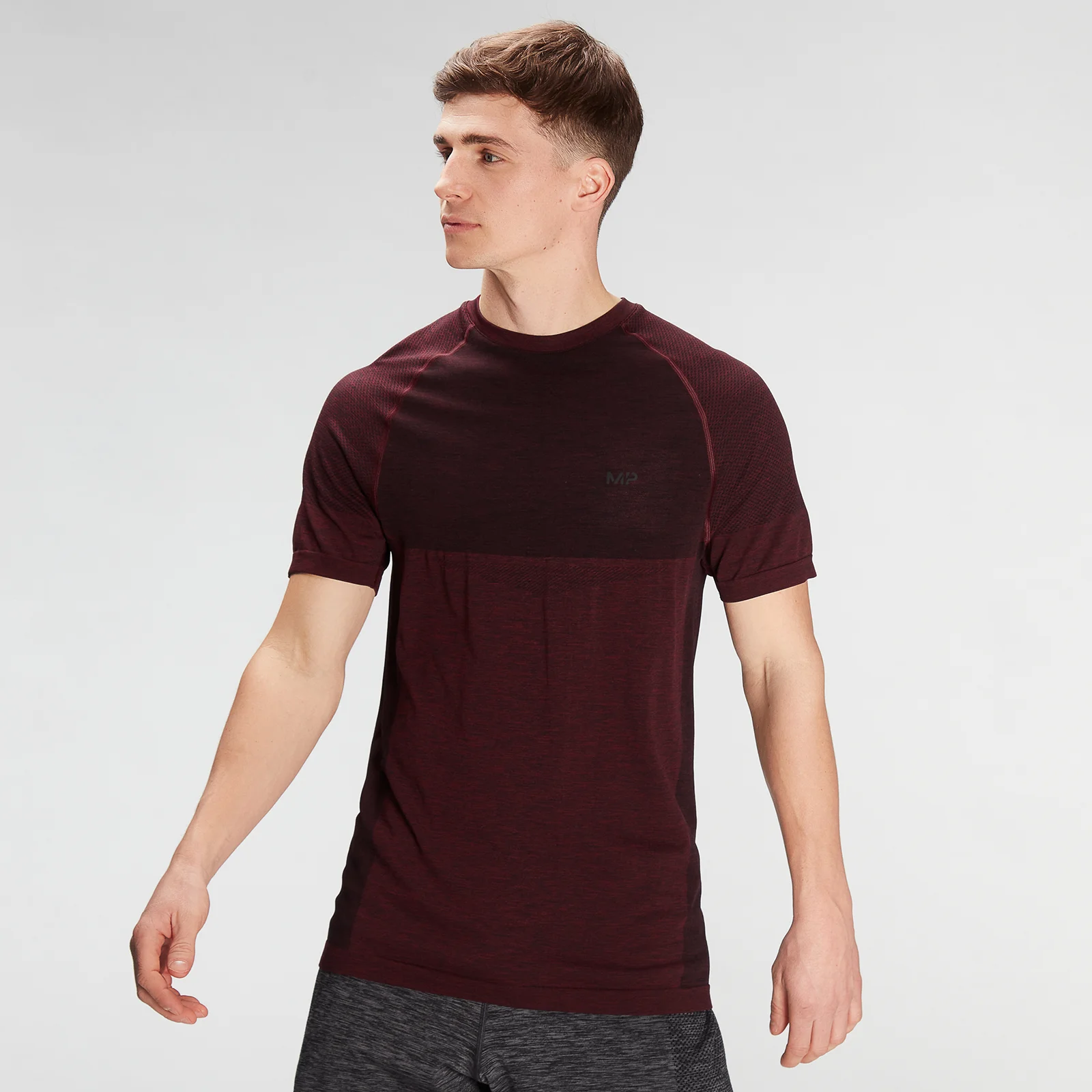 MP Essentials Seamless Short Sleeve T-Shirt til mænd – Washed Oxblood Marl - XXS Billede 1