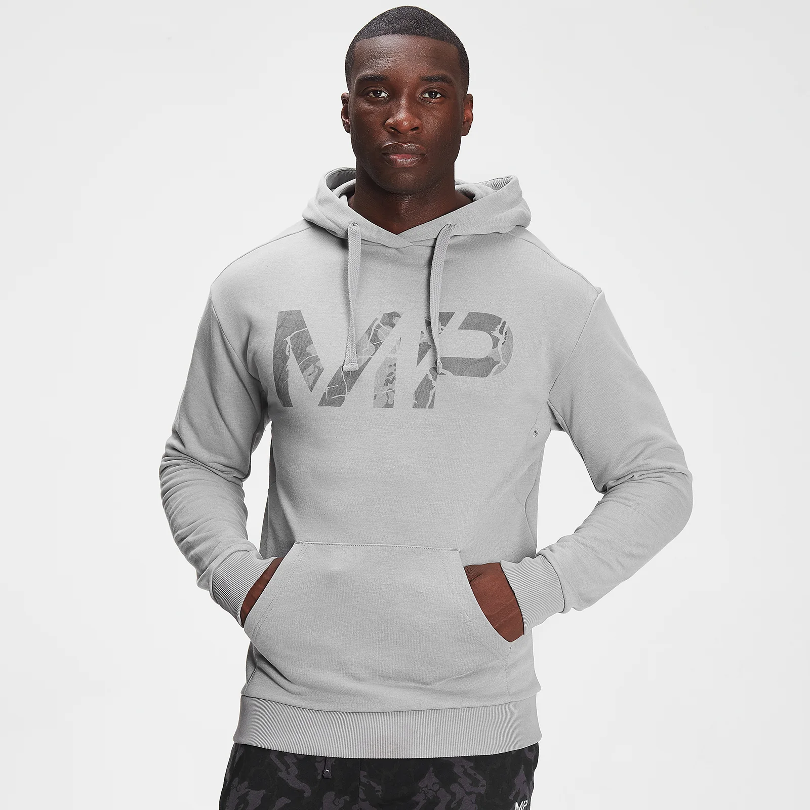 MP Adapt Tonal Camo Hoodie til mænd - Storm Grey Marl - XXS Billede 1