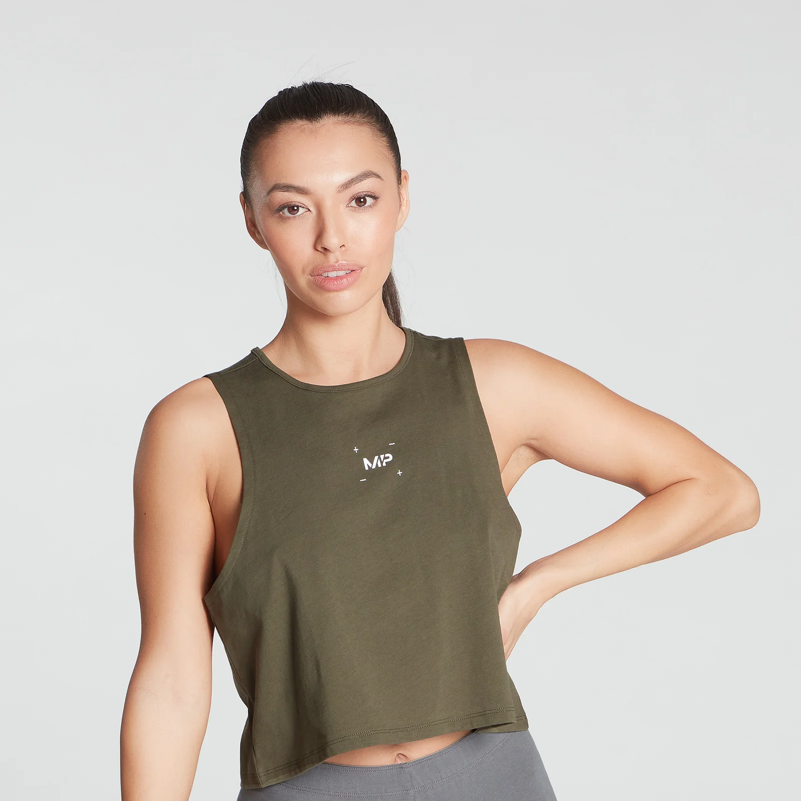 MP Women's Central Graphic Reach Vest - Dark Olive - XXS Billede 1
