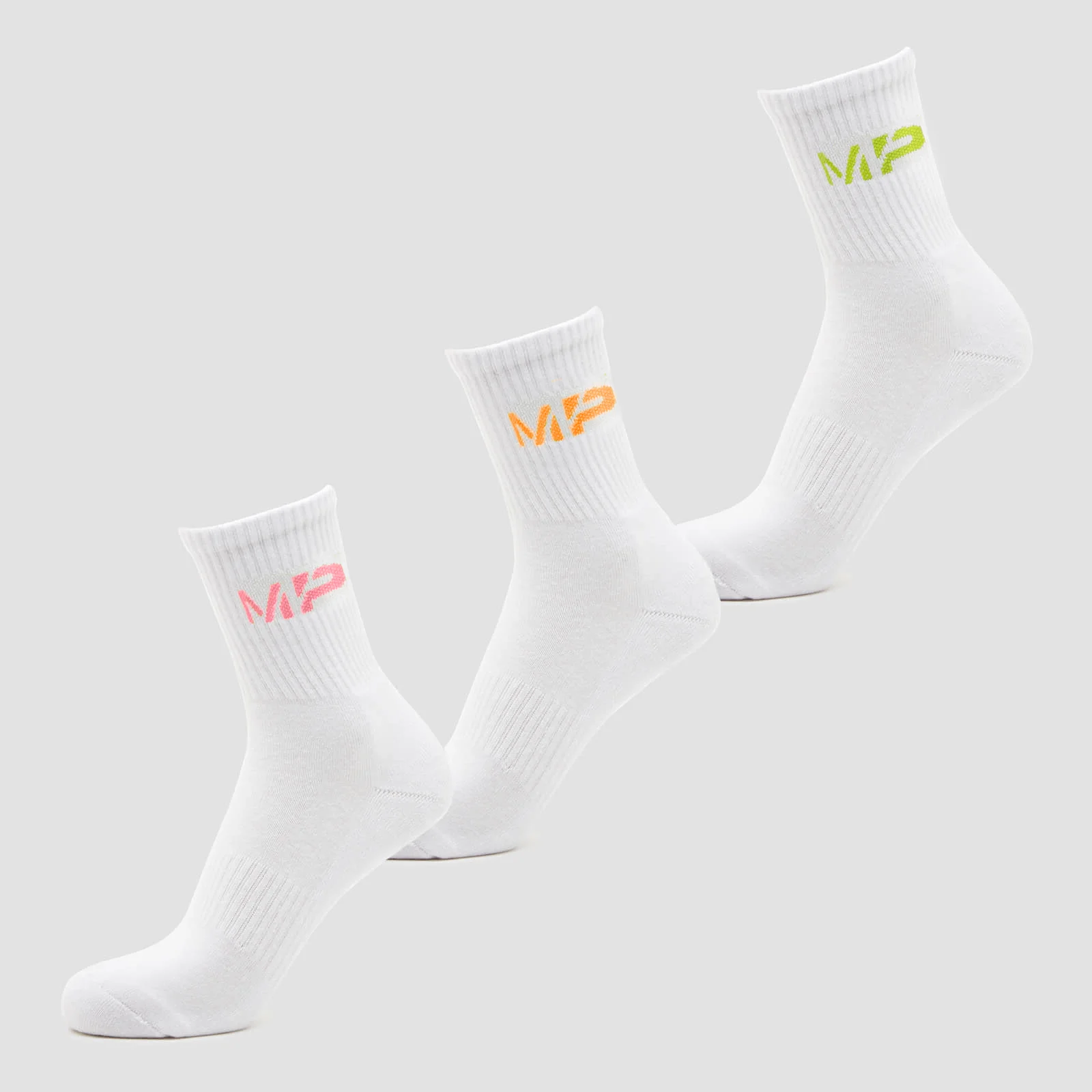 MP Men's Neon MP Logo Crew Socks (3 Pack) Orange/Lime/Rose - UK 6-8 Billede 1