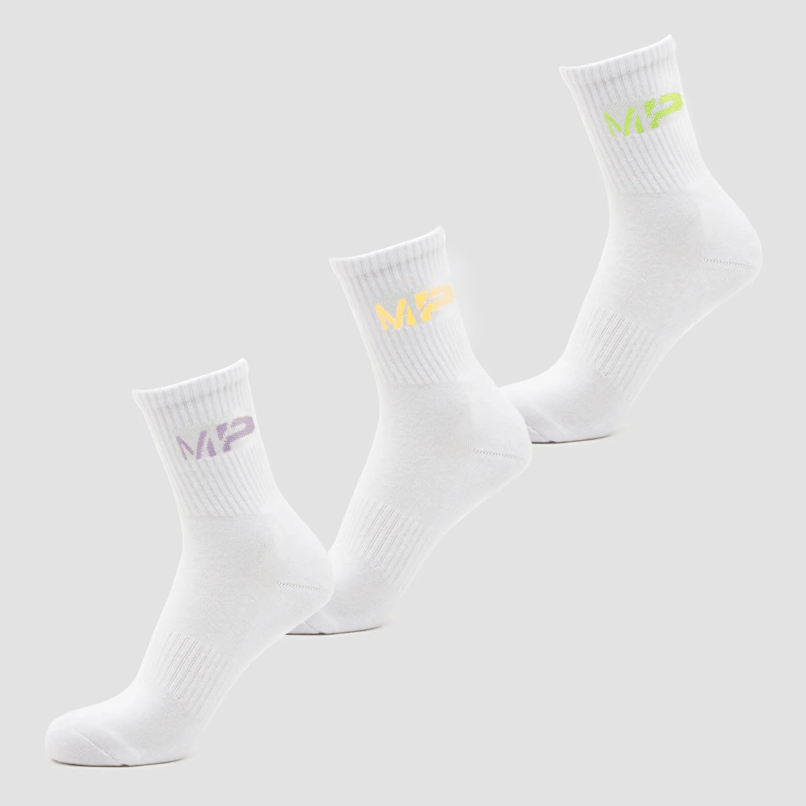 MP Women's Neon MP Logo Crew Socks (3 Pack) Butterfly/Banana/Lavender - UK 3-6 Billede 1
