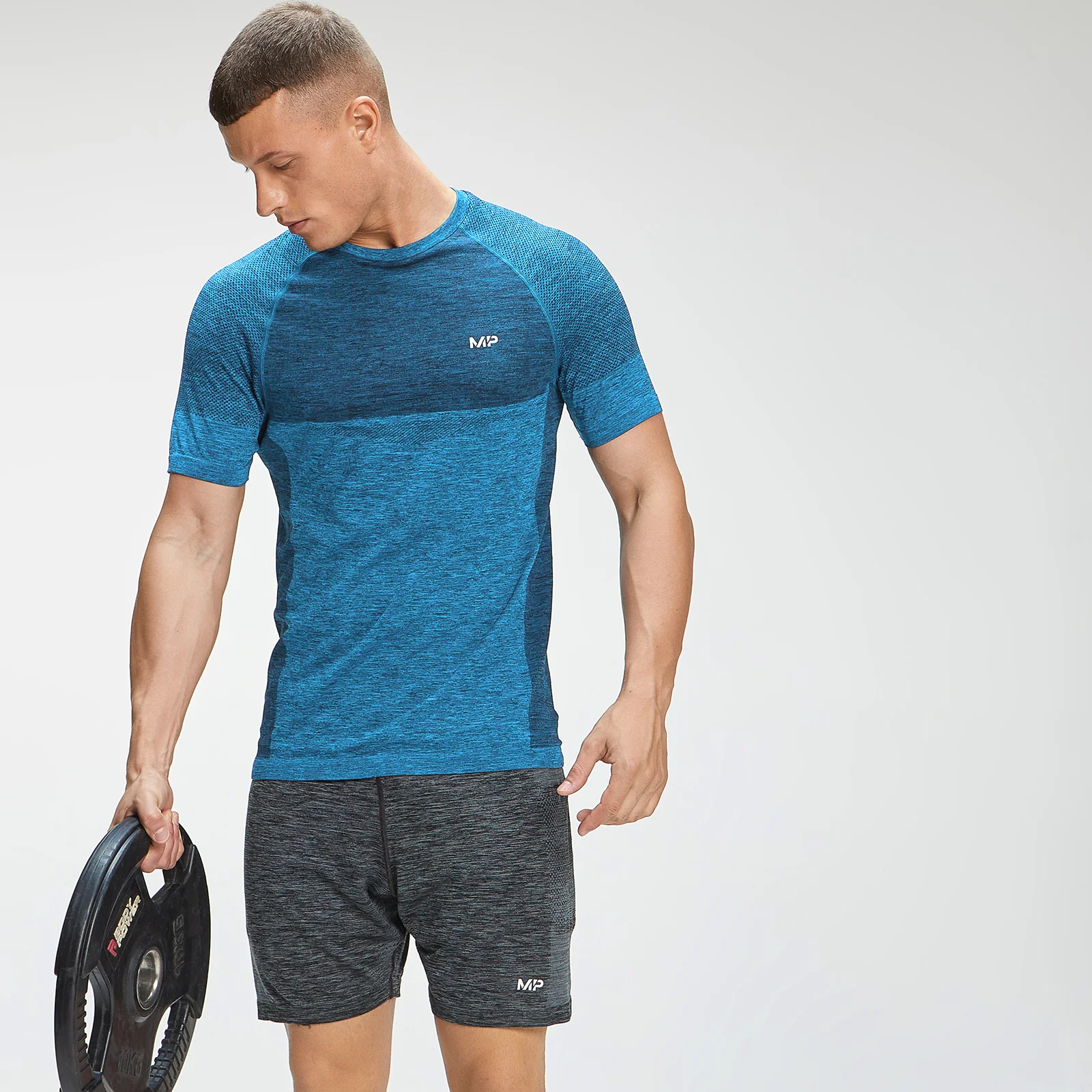 MP Essential Seamless kortærmet T-shirt til mænd - Bright Blue Marl - XXS Billede 1