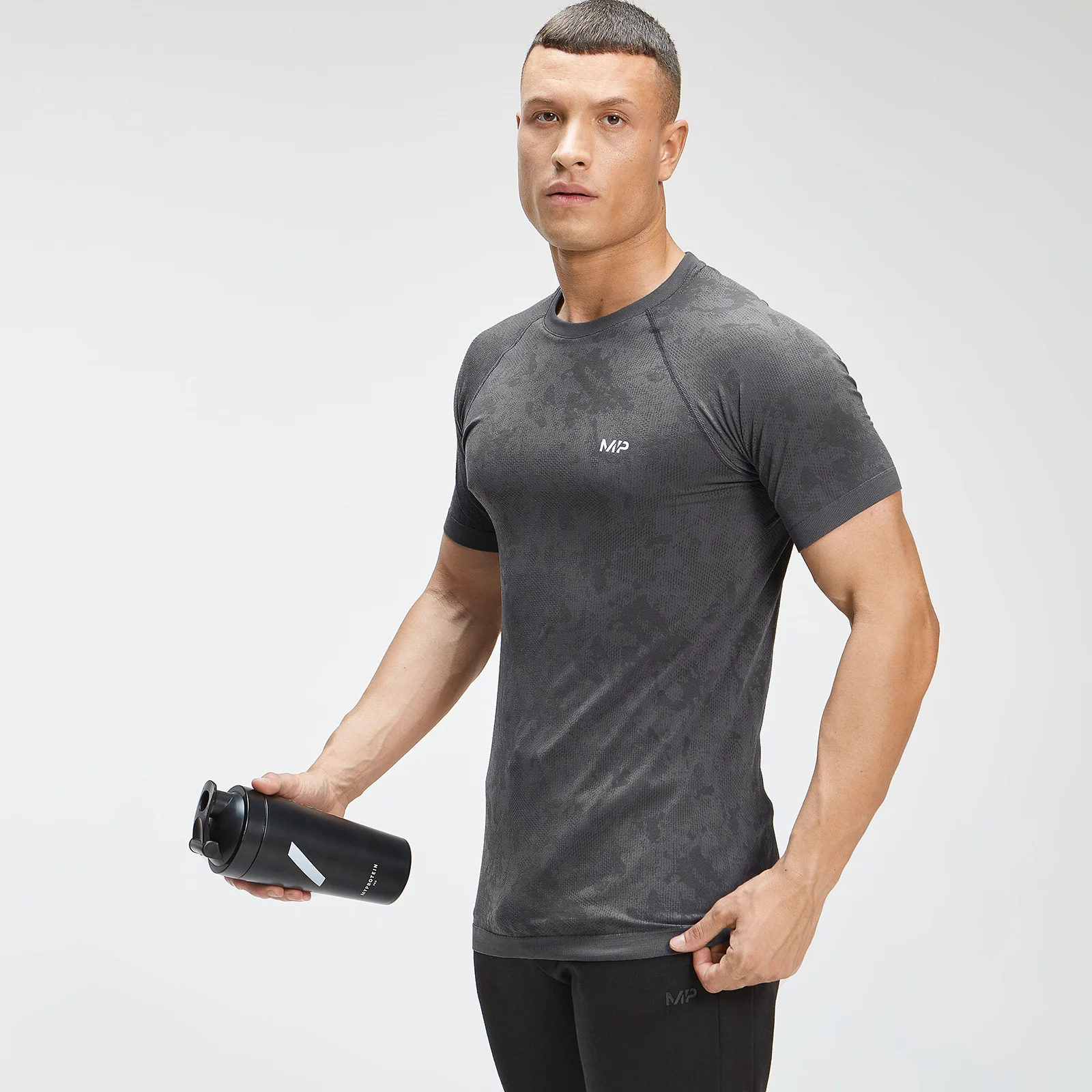 MP Essential Seamless grafisk kortærmet T-shirt med korte ærmer til mænd - Sort - XXS Billede 1