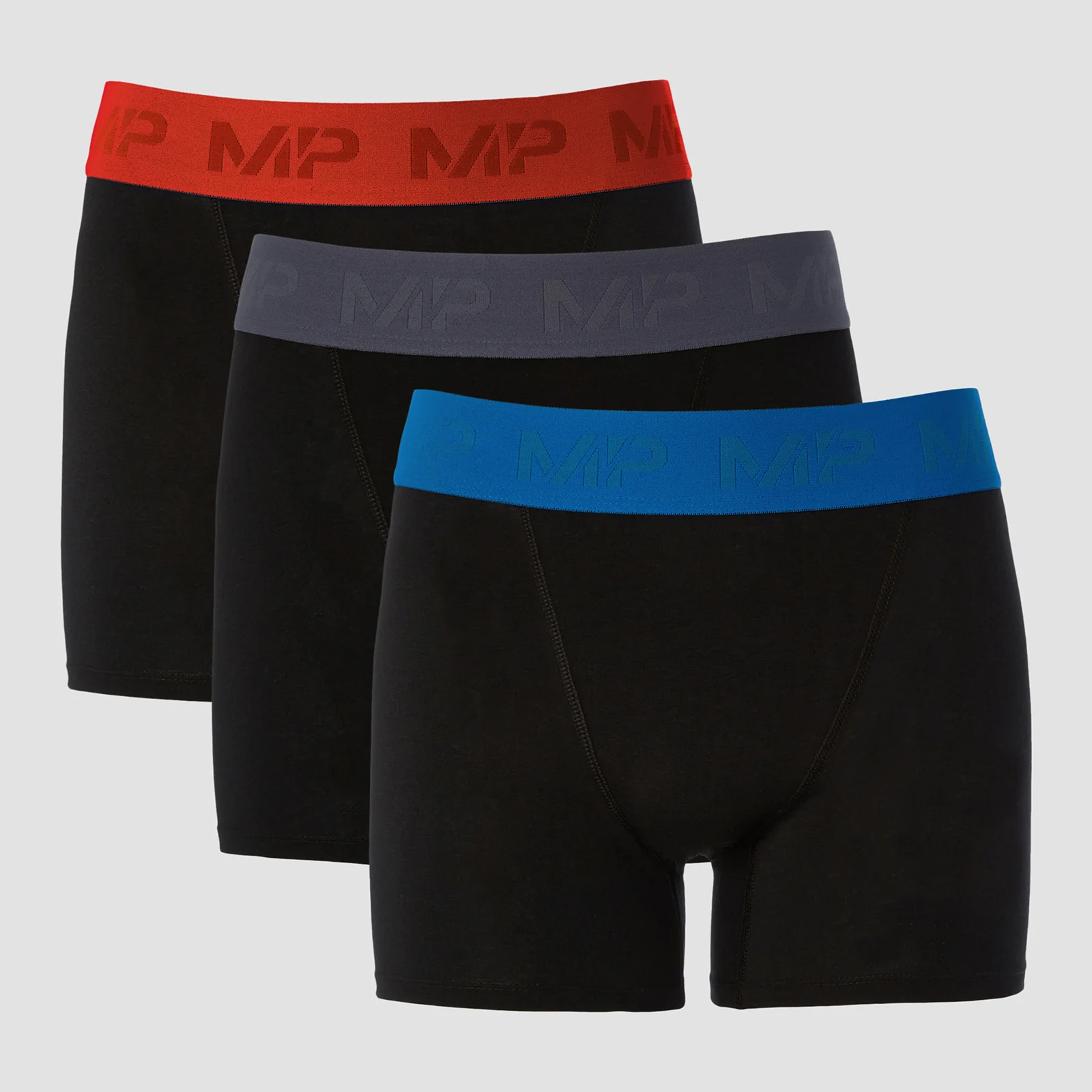 MP Men's Coloured Waistband Boxers (3 Pack) - Black/Graphite/True Blue/Fire - XXS Billede 1