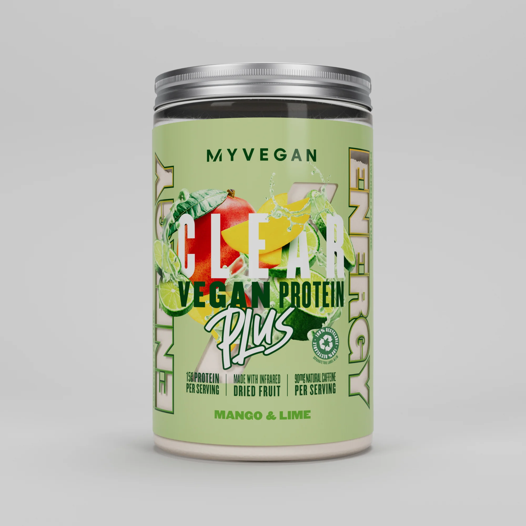 Clear Vegan Protein Plus – Energi - 375g - Mango & Lime Billede 1