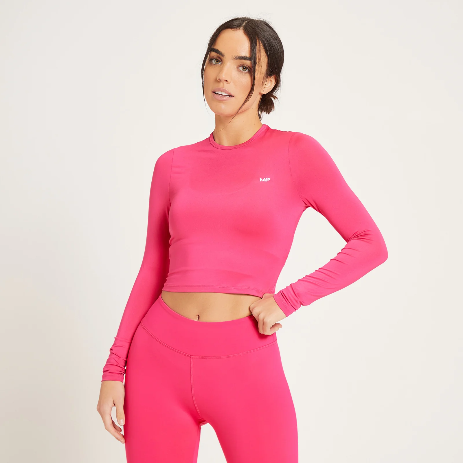 MP Training Dry Tech Crop Top med lange ærmer til kvinder - Magenta - XXS Billede 1