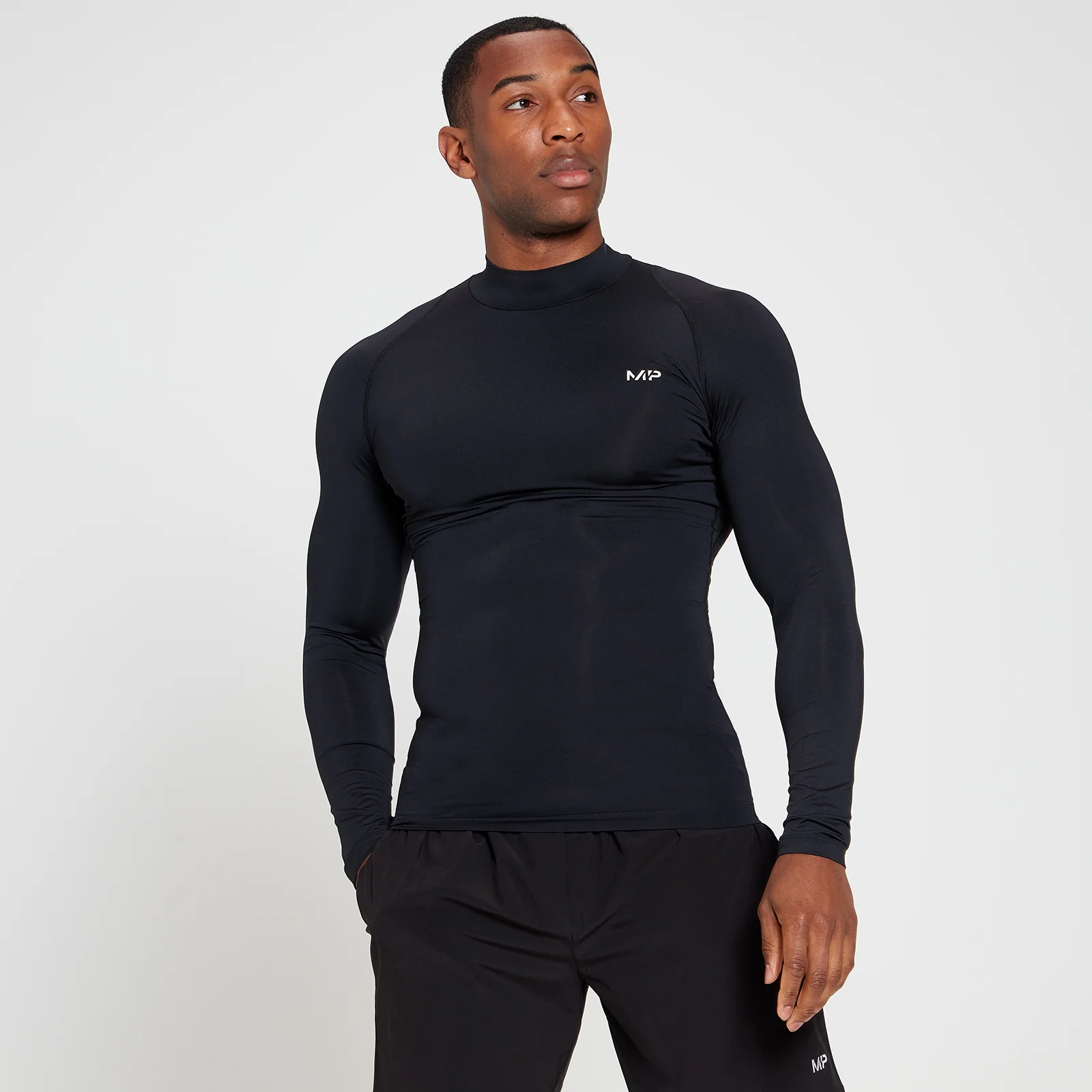 MP Training Base Layer med høj hals og lange ærmer til mænd - Sort - XXS Billede 1