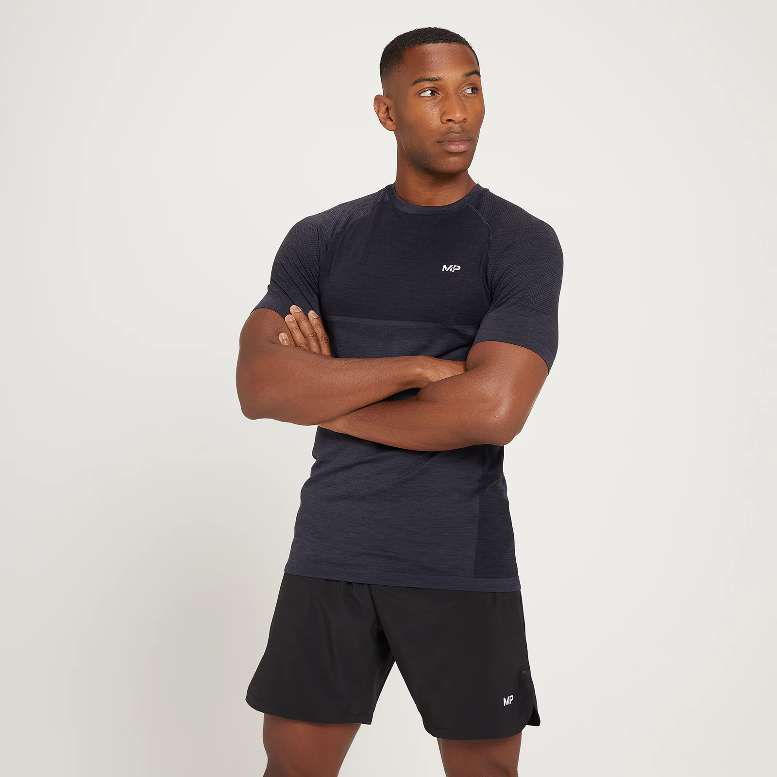 MP Essential Seamless kortærmet T-shirt til mænd - Black Marl - XS Billede 1