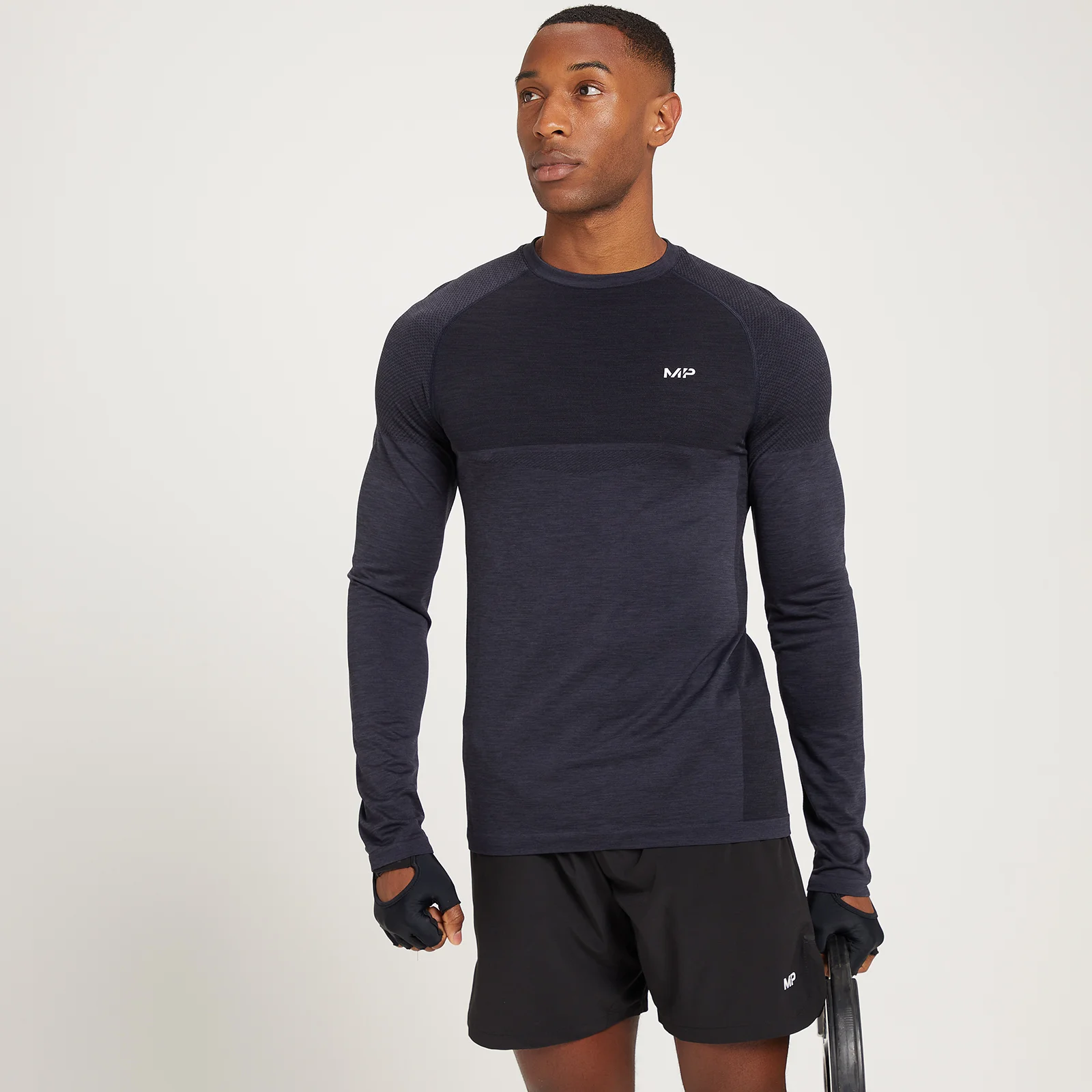 MP Essential Seamless langærmet top til mænd - Black Marl - XS Billede 1