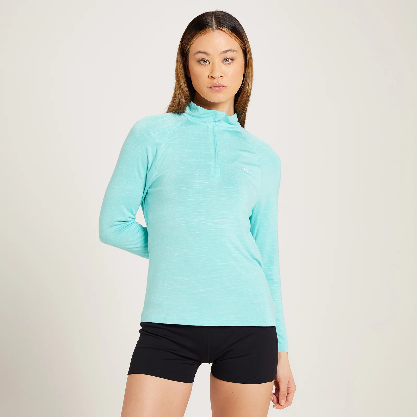 MP Performance Training 1/4 Zip Top til kvinder - Arctic Blue Marl med hvid fleck - XXS Billede 1