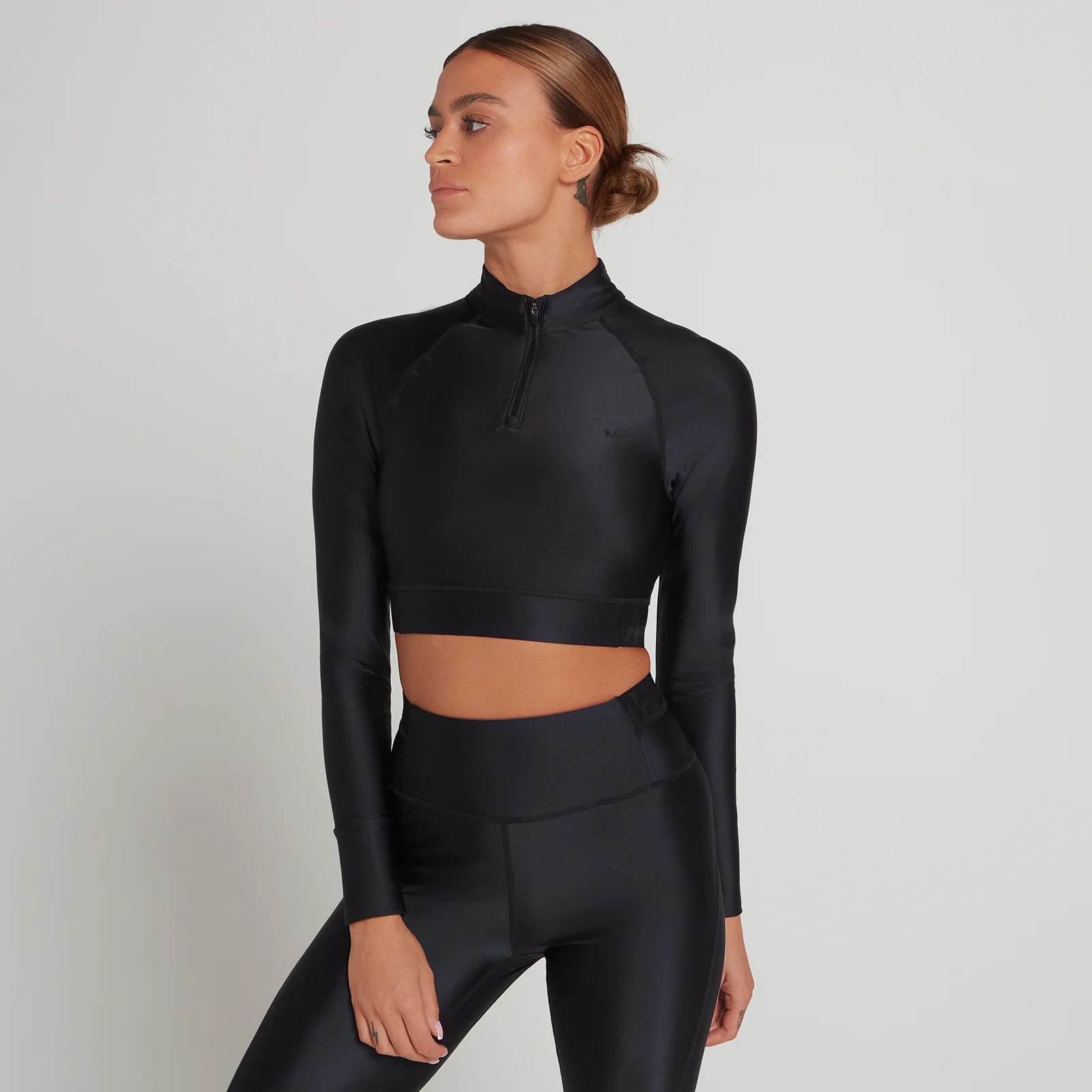 MP Engage Long Sleeve Crop 1/4 Zip Top til kvinder – Sort - XXS Billede 1