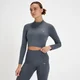 MP Tempo Seamless 1/4 Zip Crop Top til kvinder - Grafit