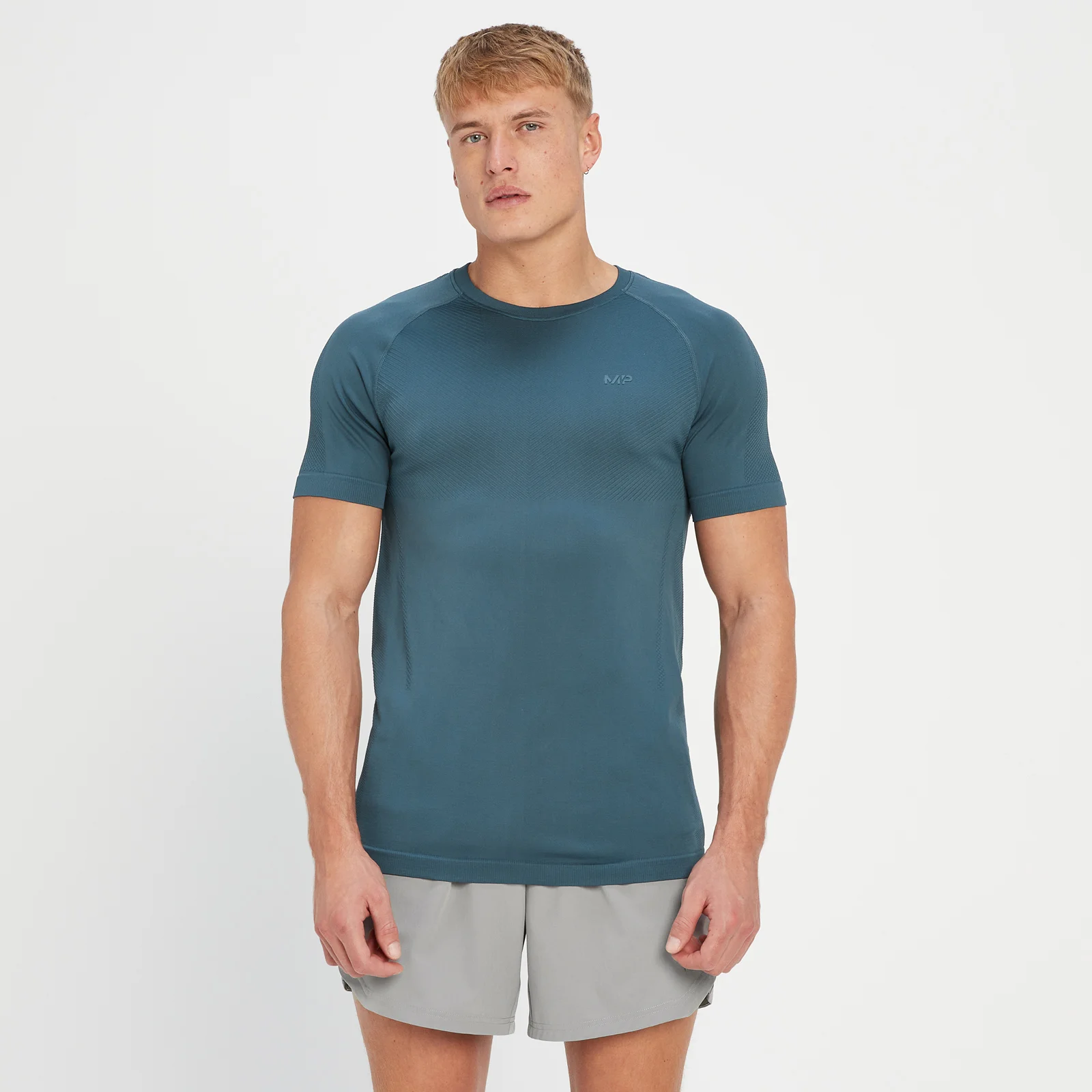 MP Tempo Seamless Short Sleeve T-Shirt til mænd – Smoke Blue - XXS Billede 1
