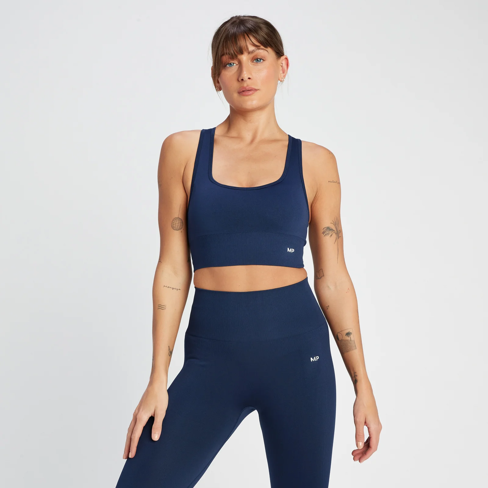 MP Women's Shape Seamless Cross Strap Sports Bra - Navy - XXS Billede 1
