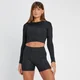 MP Tempo Reversible Long Sleeve Crop Top til kvinder – Sort