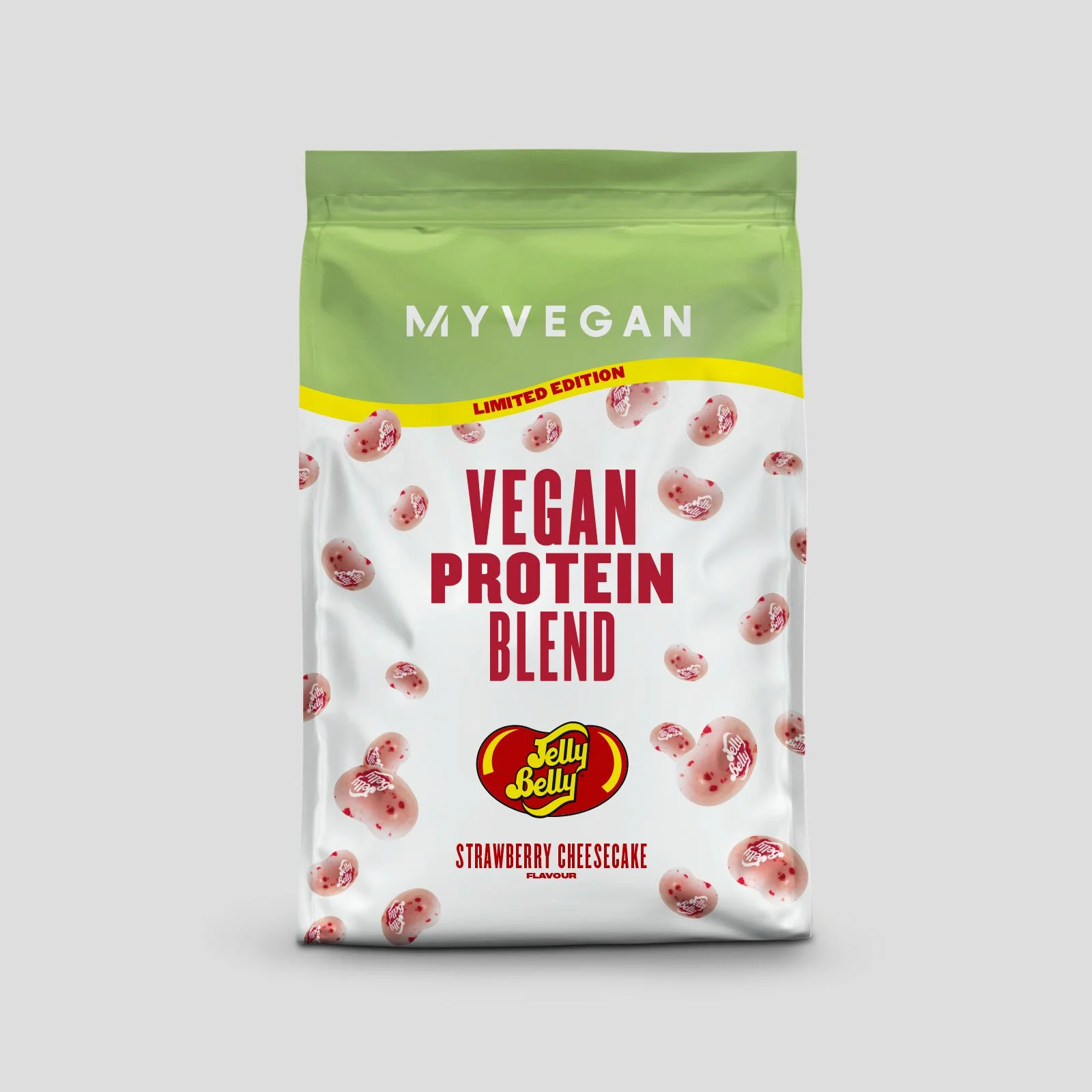 Vegansk proteinblanding – limited-edition-smag af Jelly Belly - Strawberry Cheesecake Billede 1