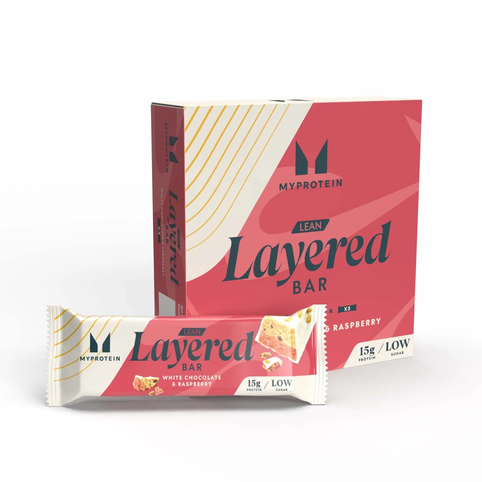 Lean Layered Bar - 3 x 40g - White Chocolate and Raspberry Billede 1