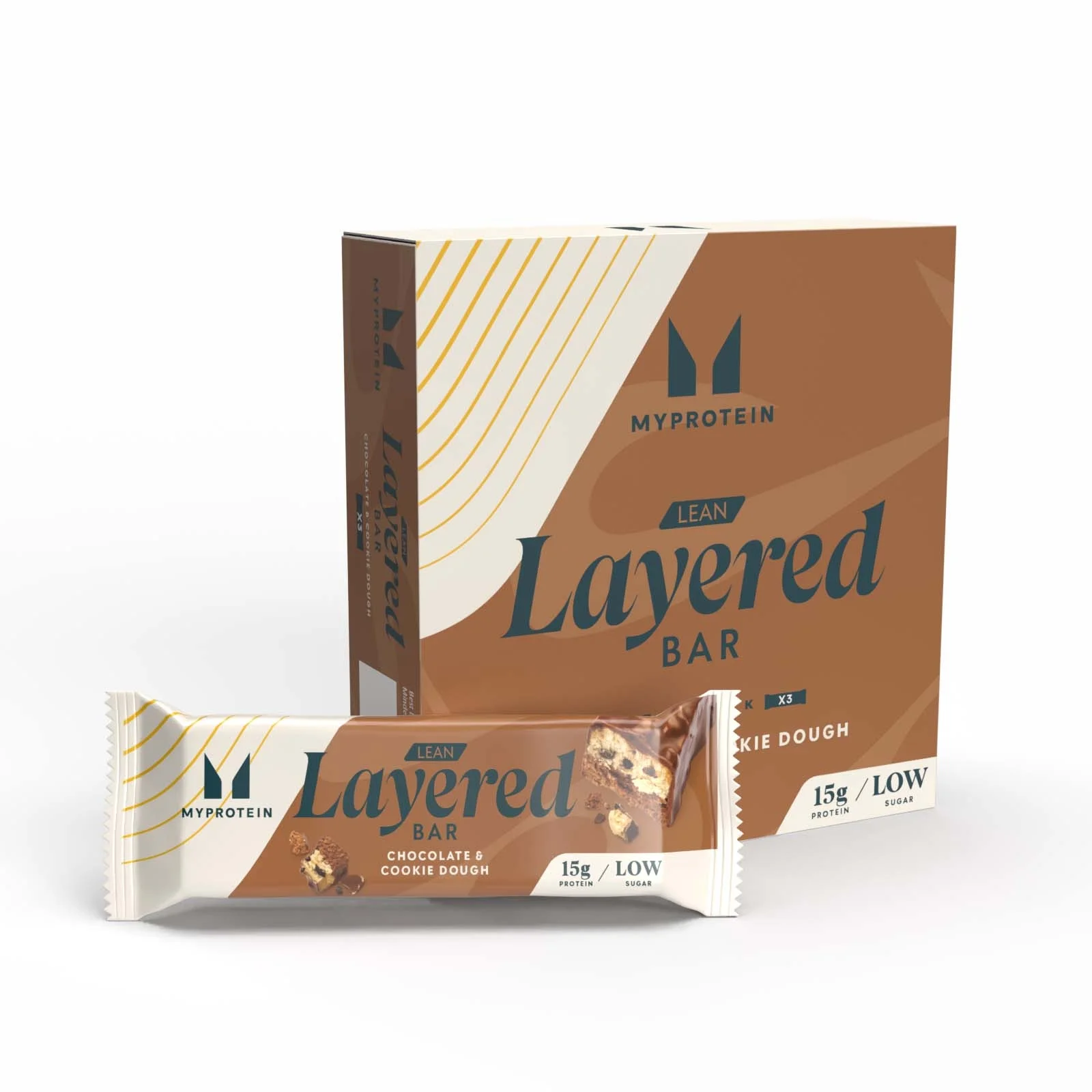 Lean Layered Bar - 3 x 40g - Chocolate and Cookie Dough Billede 1