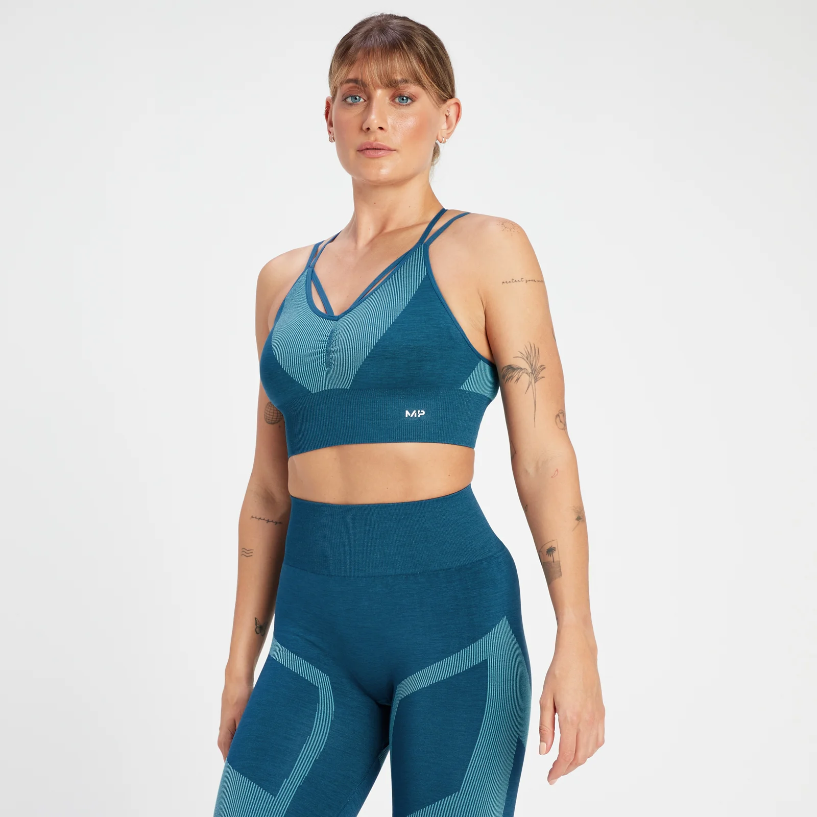 MP Impact Scrunch Seamless Sports Bra til kvinder – Teal Blue - XS Billede 1