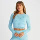 MP Shape Seamless Long Sleeve Crop T-Shirt til kvinder – Blue Tie Dye