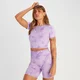 MP Shape Seamless Short Sleeve Crop T-Shirt til kvinder – Purple Tie Dye