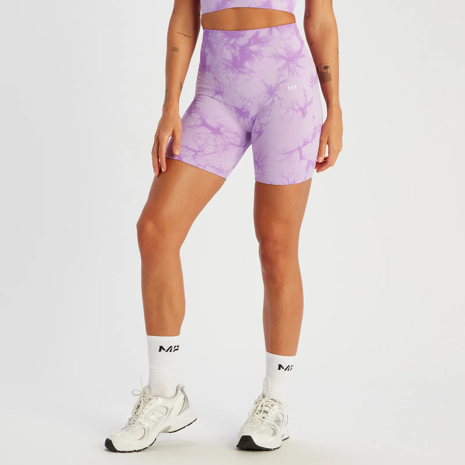 MP Shape Seamless Cycling Shorts til kvinder – Purple Tie Dye - XS Billede 1