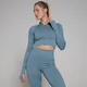MP Tempo Rib Seamless Crop 1/4 Zip til kvinder – Graphine Blue