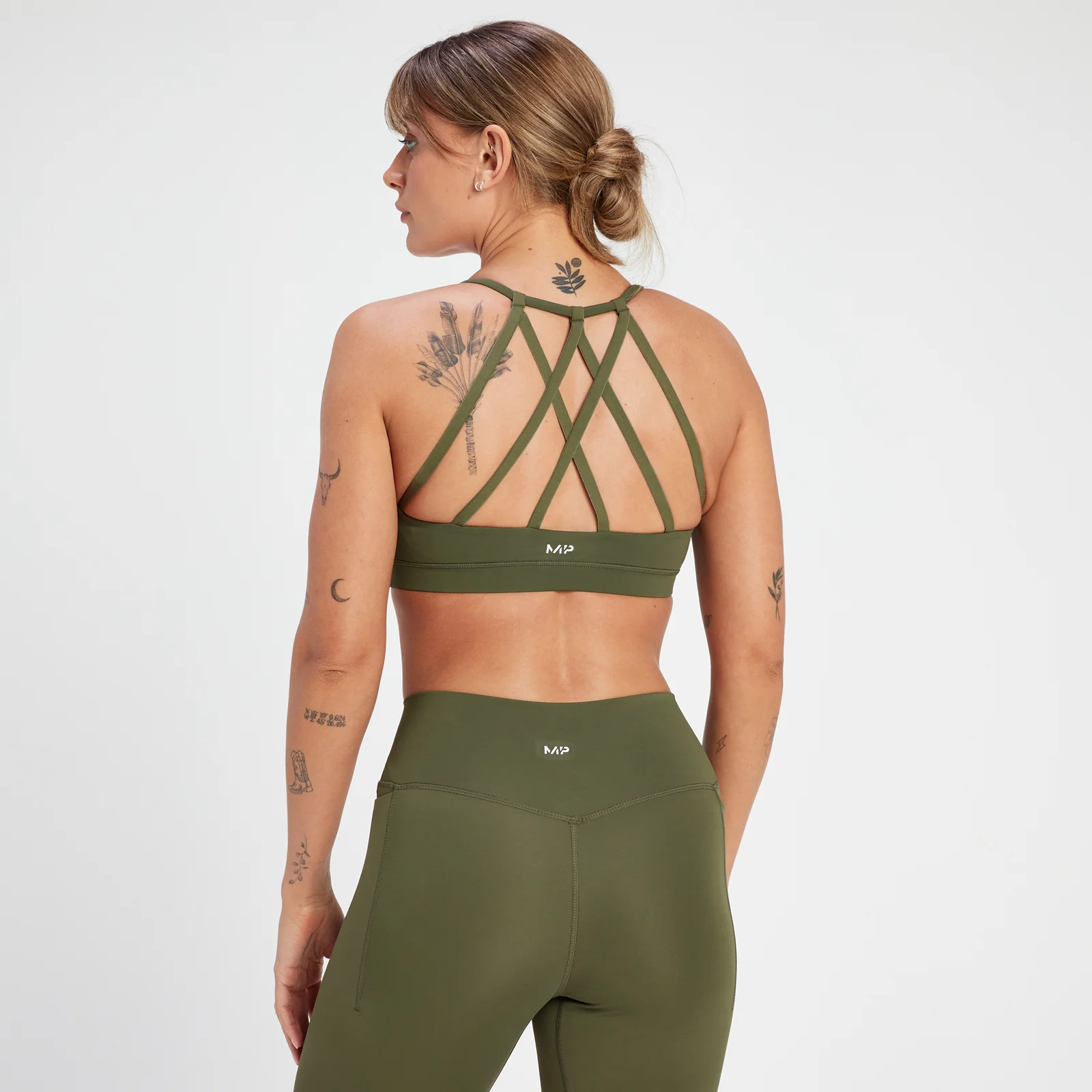 MP Adapt Strappy Sports Bra til kvinder – Olive Green - XS Billede 1