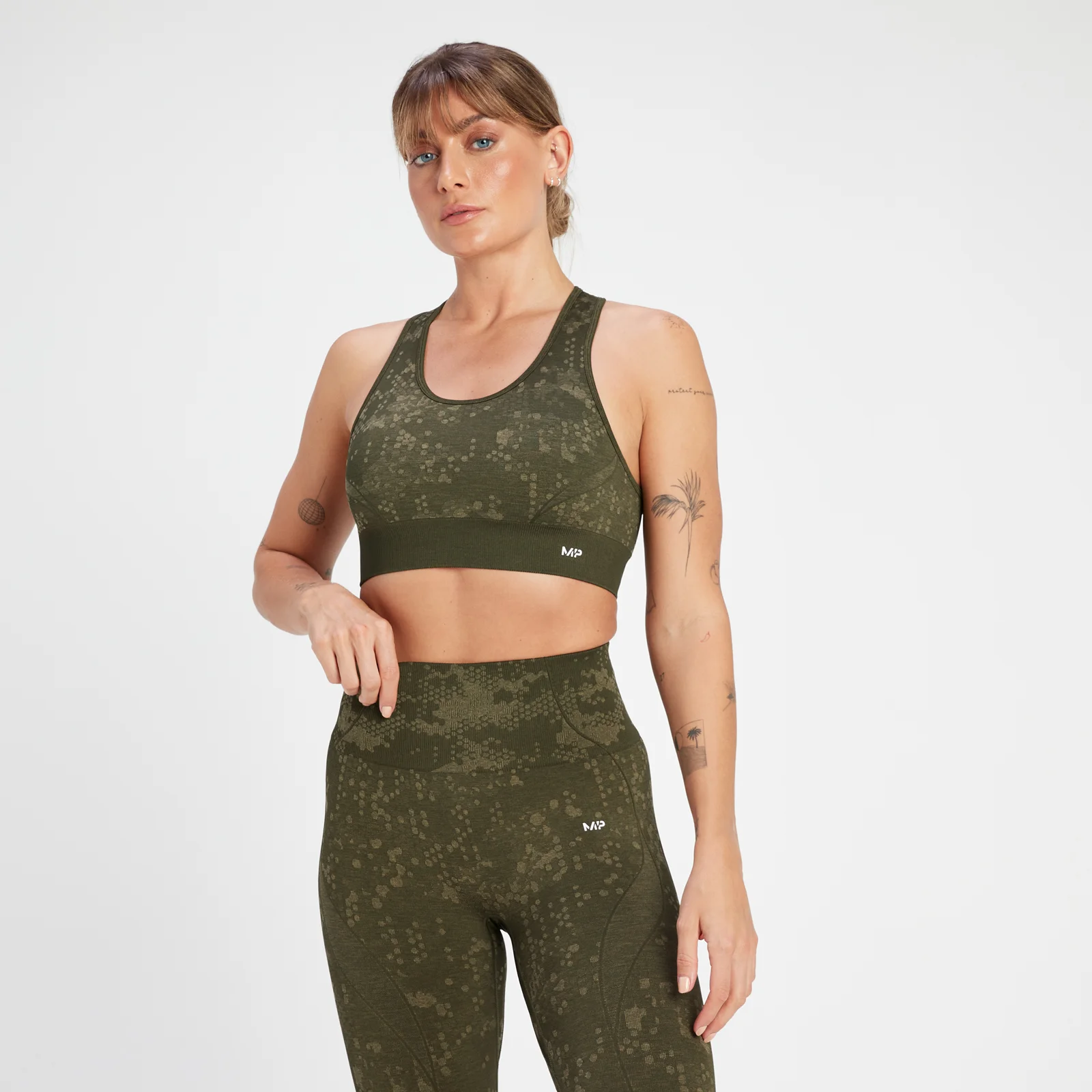 MP Adapt Seamless Pattern Sports Bra til kvinder – Olive Green - XS Billede 1