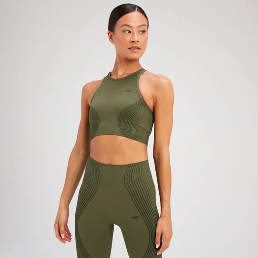 MP Tempo Illusion Seamless Sports Bra til kvinder – Olive Green - XS