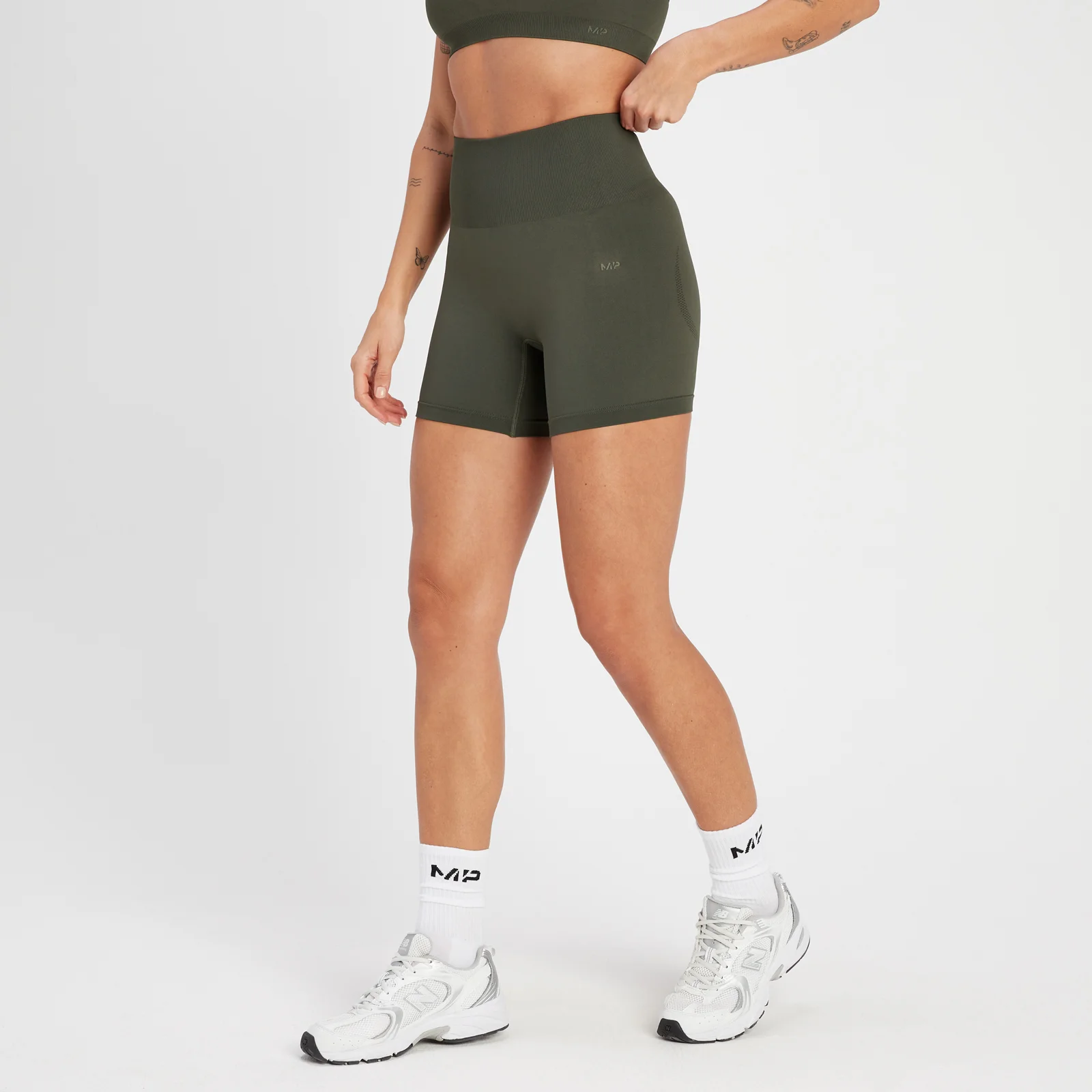 MP Rest Day Seamless Booty Short til kvinder – Taupe Green - XS Billede 1