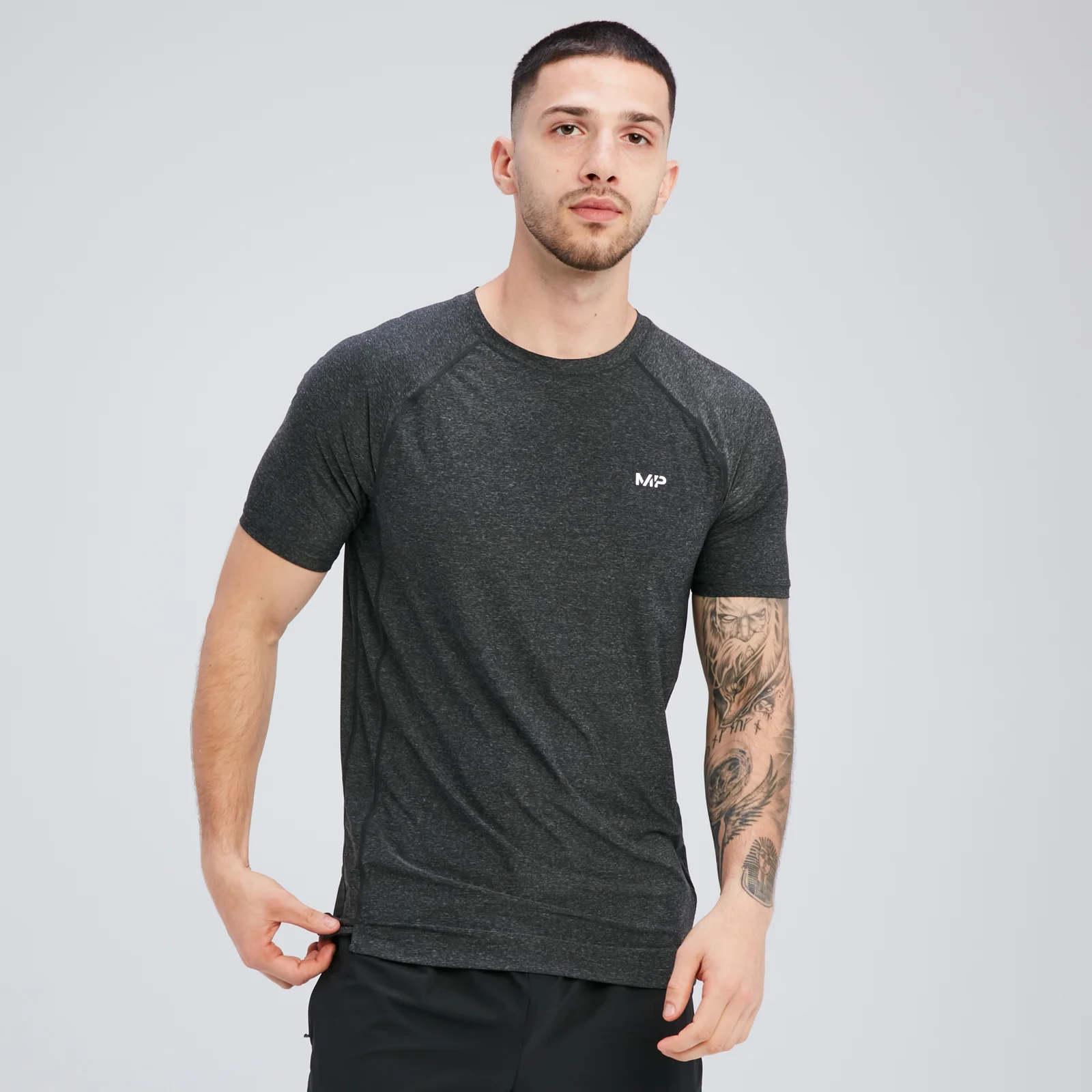 MP Tempo Short Sleeve T-Shirt til mænd – Black Marl - XS Billede 1